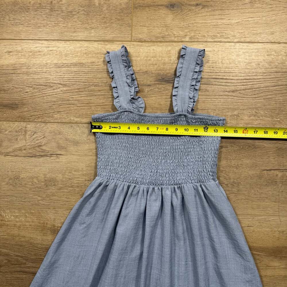 Bohme Light Blue Smocked Maxi Dress Ruffle Straps Cottagecore Size S - Picture 6 of 13
